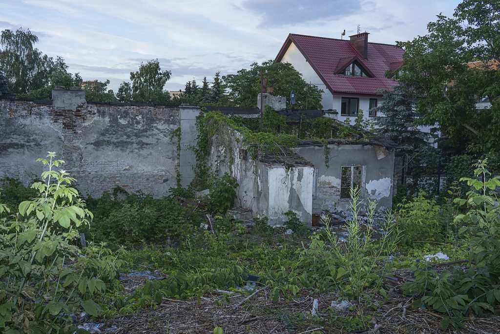 Pozostałości dawnych zabudowań w pobliżu budownictwa jednorodzinnego w rejonie ulic Brochowskiej i Zabłocińskiej. Fot. J. Łojas, 2017 r. 